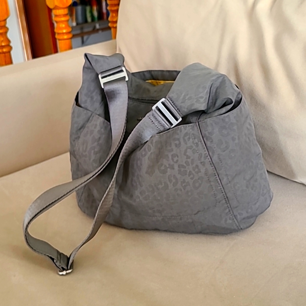 Baggallini Gray Leopard Hobo Bag with Adjustable Strap